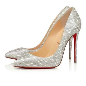 Christian Louboutin Pigalle Follies 100 Patent CL White Silver Heel Pump Shoe 39